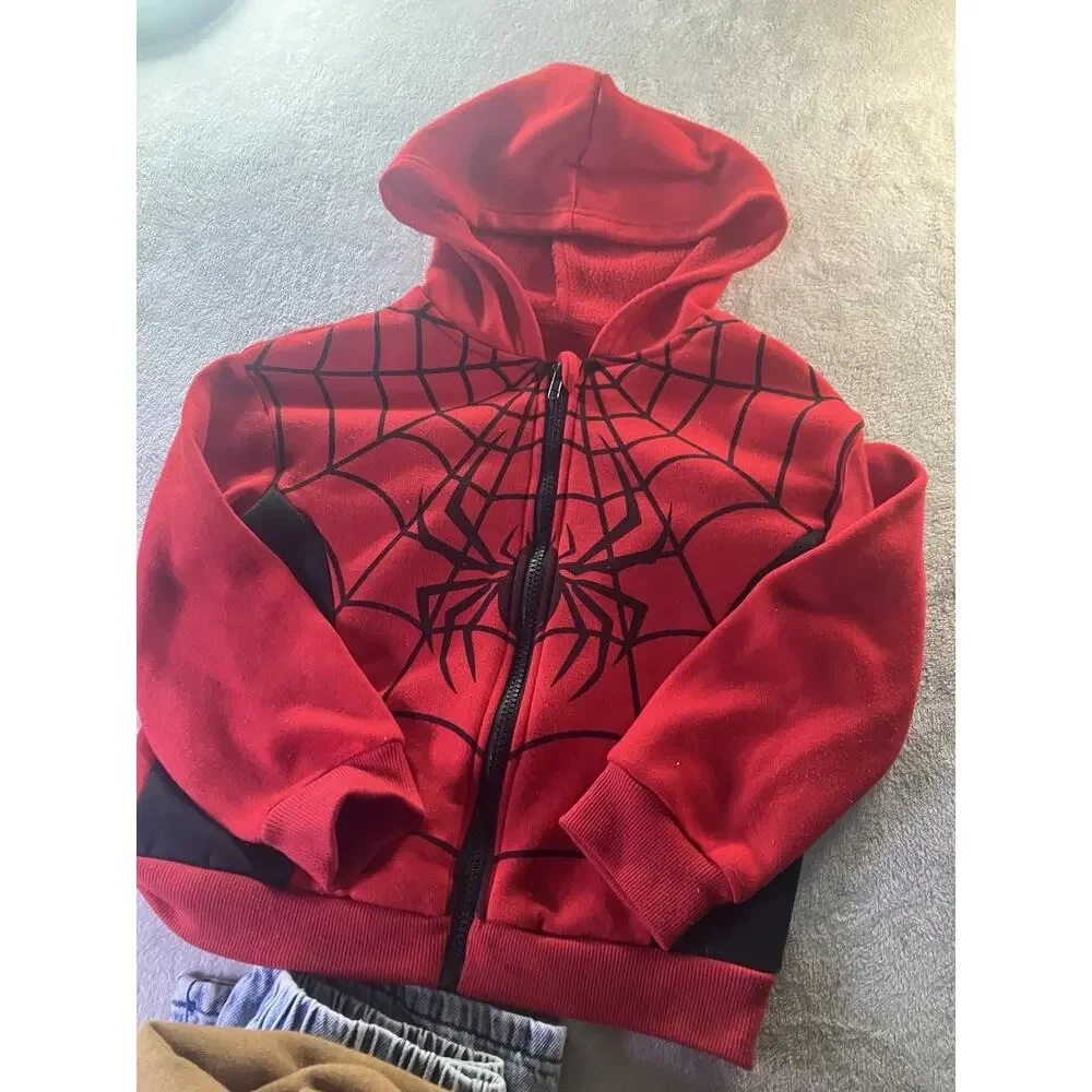 Jumping Beans & Cat & Jack Kids Lot Size 5/XS Denim Cargo + Spiderweb Hoodies